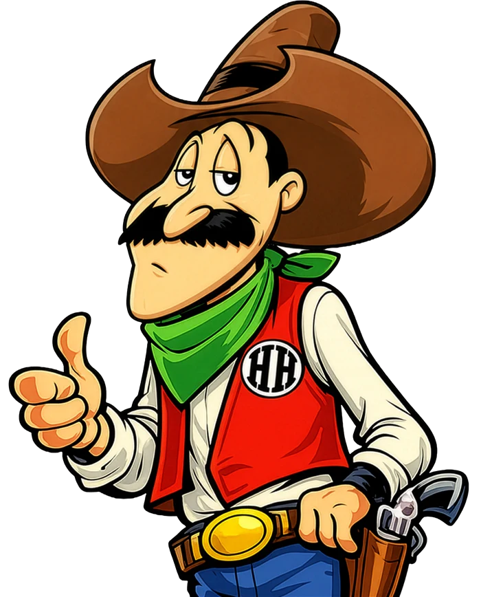 Howdy Hank, the Saver's cowboy host, giving a thumbs-up