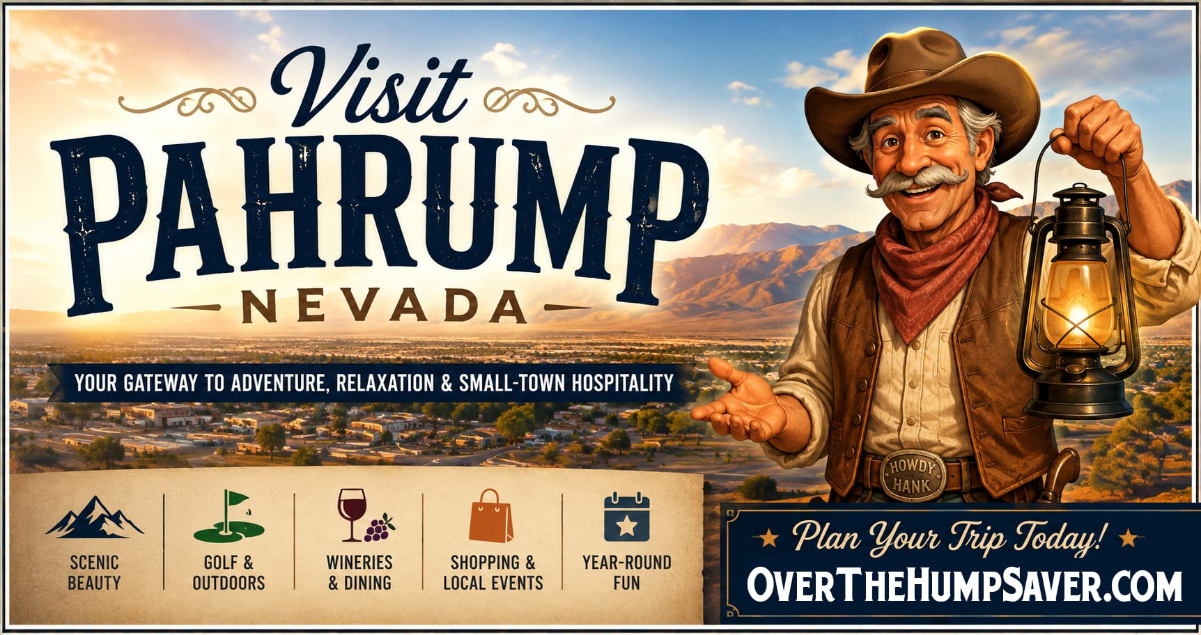 Visit Pahrump, Nevada — your gateway to adventure, relaxation and small-town hospitality. Scenic beauty, golf and outdoors, wineries and dining, shopping and local events, year-round fun.
